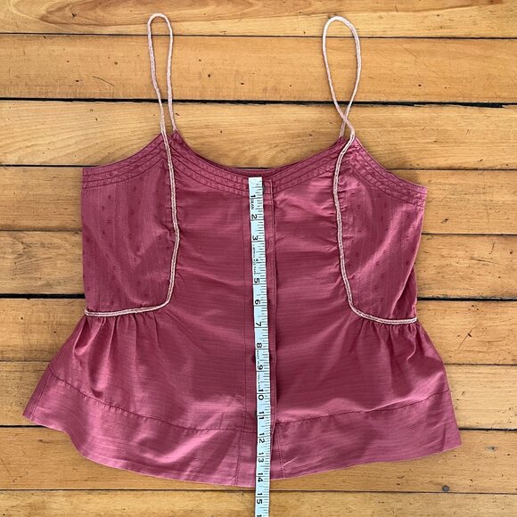 ecoté Button Front Gathered Cami with Spaghetti Straps, Size Small - Picture 9 of 9